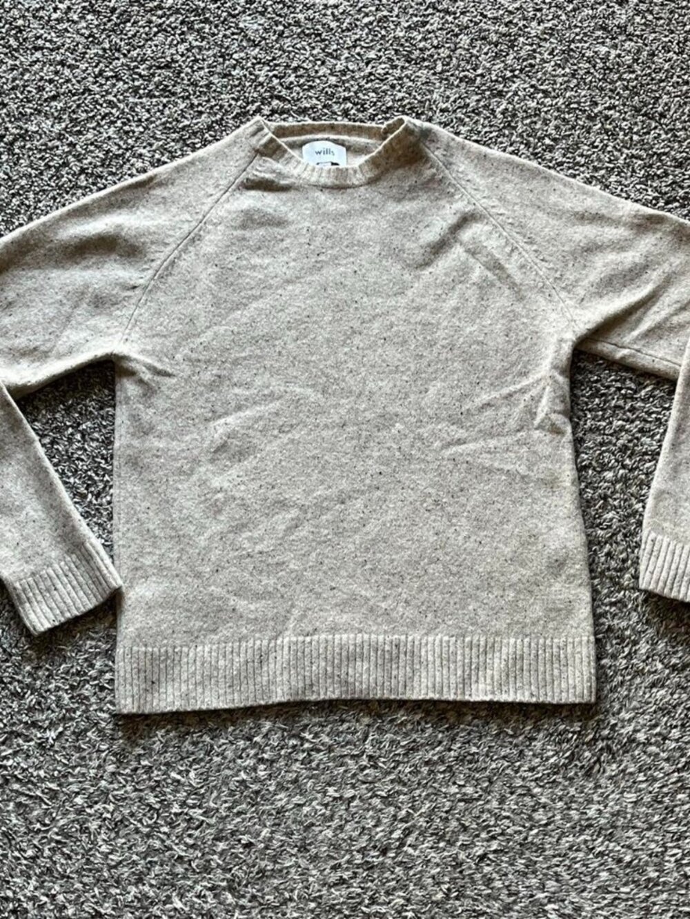 Wills Beige Speckled 100% Wool Sweatshirt Womens Large Normcore Minimalist Norm